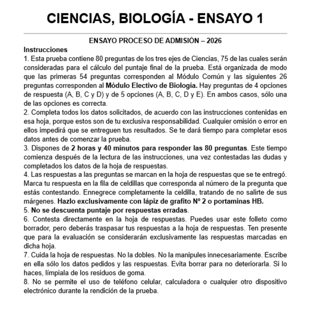 Ensayo Mención Biología PAES